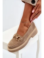 model 21652511 Semišové Dámské Mokasíny S Ozdobou Beige - Zazoo