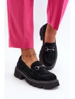 Masivní dámské boty z semiše černé model 21655412 - VINCEZA