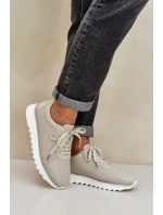 Kožené Sportovní Boty Na Platformě S Leskem D&A LR51-629 Béžové Kožené Sportovní Boty Na Platformě S Leskem D&A LR51-629 Béžové