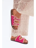 Háčkované Dámské Pantofle Se Zlatými Přezkami Fuchsie Fenira Háčkované Dámské Pantofle Se Zlatými Přezkami Fuchsie Fenira