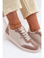 Dámské tenisky z přírodní kůže model 22101249 Béžové - S.Barski Dámské tenisky z přírodní kůže model 22101249 Béžové - S.Barski