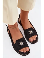 Dámské sandály na nízkém podpatku s ozdobným detailem S.Barski KV61-6015 Černé