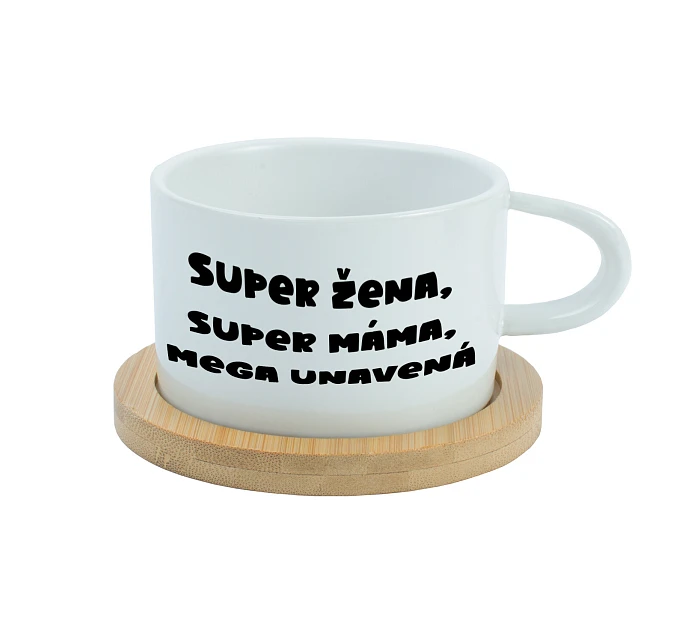 SUPER ŽENA, SUPER MÁMA, MEGA UNAVENÁ. - bílý hrníček makronka 200 ml SUPER ŽENA, SUPER MÁMA, MEGA UNAVENÁ. - bílý hrníček makronka 200 ml