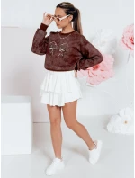 Dámská krátká oversize mikina s kravatovým motivem DENVIS vínová FashionStreet BY1423