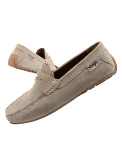 Wrangler pánské polobotky mokasíny Maifield Suede z přírodní kůže béžové barvy