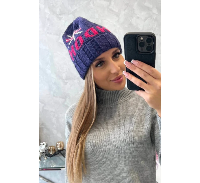 Dámská čepice London model 18752259 tmavě fialová - K-Fashion Dámská čepice London model 18752259 tmavě fialová - K-Fashion
