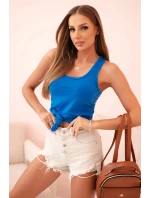 Dámská tílko z bavlny s kulatým výstřihem modrá