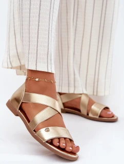 Dámské ploché sandály s pásky zlaté model 21696940 - EVENTO