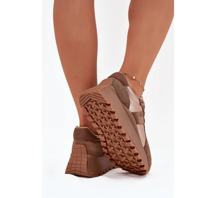 Dámské Zateplené Sneakersy Na Platformě Big Star OO274A218 HI-POLY SYSTEM Hnědé Dámské Zateplené Sneakersy Na Platformě Big Star OO274A218 HI-POLY SYSTEM Hnědé