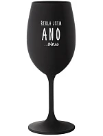 ŘEKLA JSEM ANO...VÍNU - černá sklenice na víno 350 ml