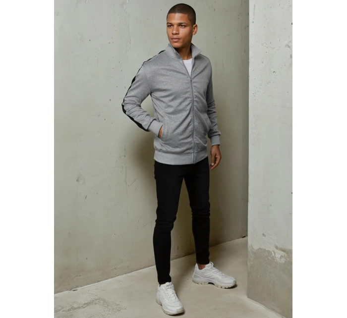 Pánská světle šedá mikina na zip FashionStreet BX5566