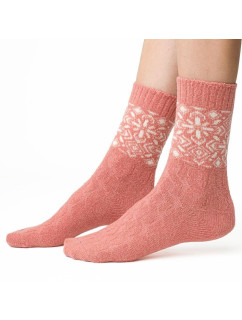 Ponožky s vlnou 093 lososové norský vzor