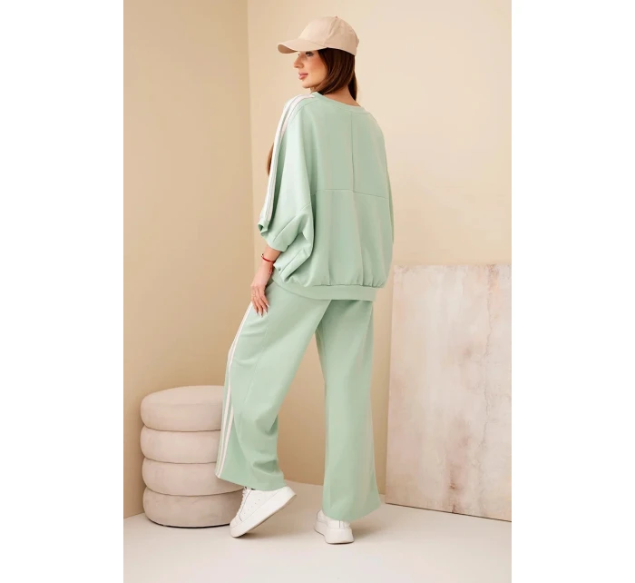 Dámský komplet z viskózy máslový se širokými nohavicemi a volnou blůzou tmavě mátový Dámský komplet z viskózy máslový se širokými nohavicemi a volnou blůzou tmavě mátový