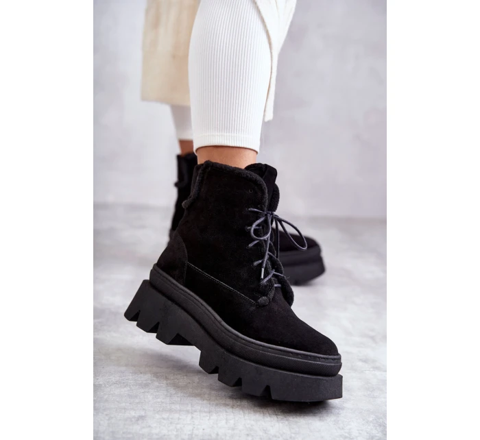 Semišové teplé šněrovací boty Černe model 21598766 - Boto