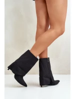 Dámské boty na podpatku se svrškem a  černé model 21670413 - Boto