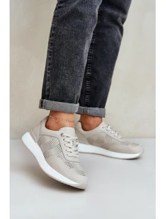 Kožené Sportovní Boty Tenisky Dámské S.Barski LR51-551 Béžové