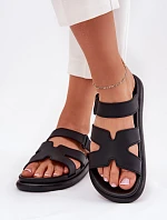 Gumové dámské pantofle s páskem černé Tavirae