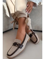 Dámské Mokasyny Loafersy S Ozdobným Prvkem Hnědo-Bežové Evelora