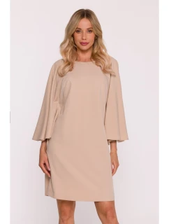 S426 Mini šaty s netopýřími rukávy - béžové