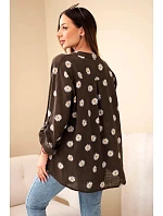 Dámská květinová blůza model 22045083 hnědá - Kesi