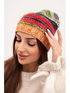 Klobouk s fleecem Krystyna K207 neonově zelený + oranžový