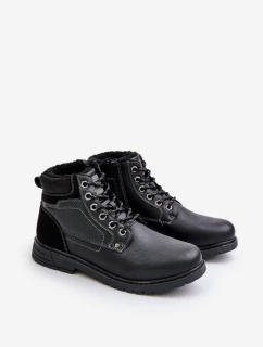 Zateplené pánské boty z eko kůže černé Venredia