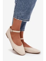 Dámské baleríny s páskem a sponou béžové model 21747629 - Boto