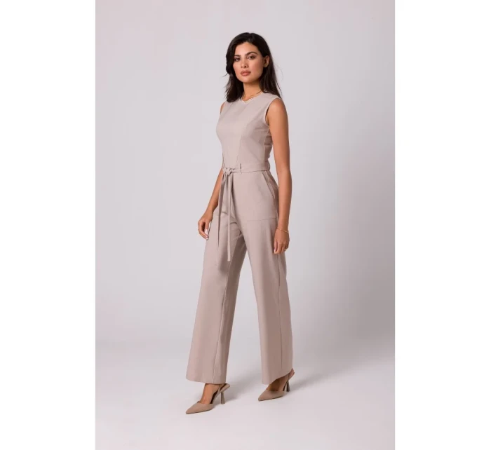 B256 Kombinéza bez rukávů s kapsami - béžová