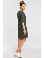 M422 Šaty se spadlým pasem a mašlí - vojensky zelené
