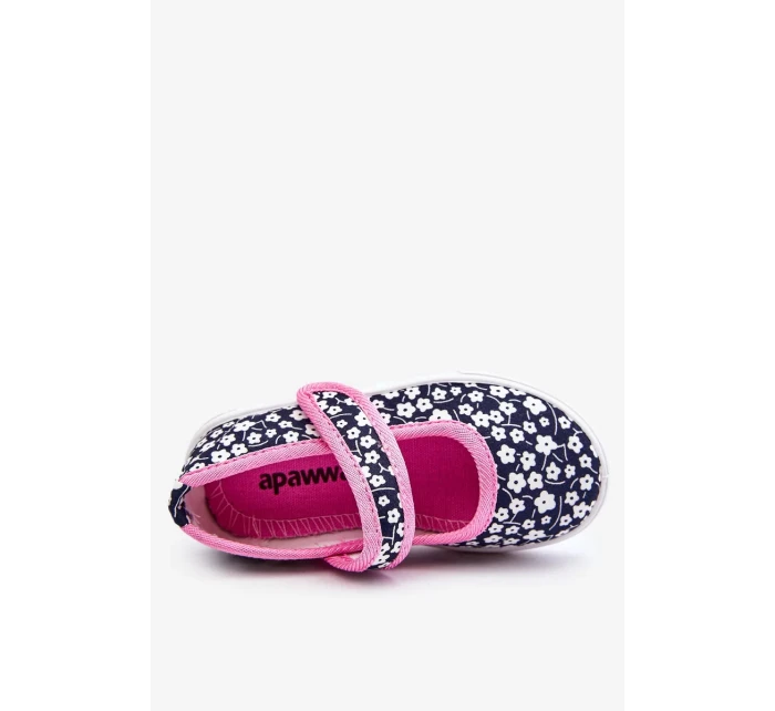 Dětské balerínky na suchý zip v potisku námořnické modré a růžové Selah Dětské balerínky na suchý zip v potisku námořnické modré a růžové Selah