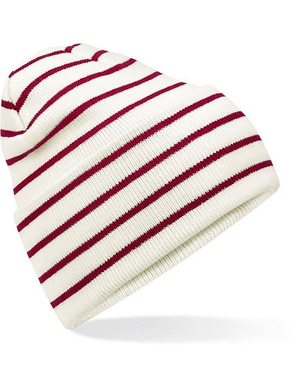 Beechfield B 39R Pletená čepice s pruhy a manžetou 53.039R soft white/classic red Beechfield B 39R Pletená čepice s pruhy a manžetou 53.039R soft white/classic red