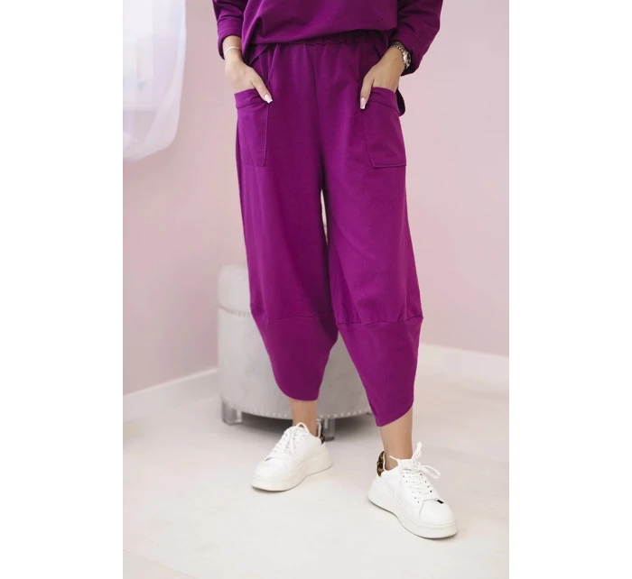 Bavlněná mikina kalhoty set švestka