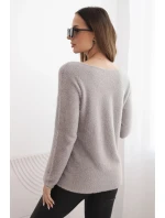 Svetr dámský z měkké pleteniny s kulatým výstřihem hnědý Svetr dámský z měkké pleteniny s kulatým výstřihem hnědý