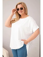 Dámská halenka Plus Size bavlněná s krátkým rukávem bílá Dámská halenka Plus Size bavlněná s krátkým rukávem bílá