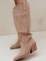 Beige kožené kozačky typu kovbojky Sylvie