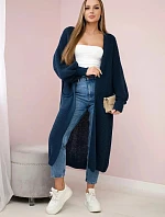 Dámský svetr dlouhý kardigan IT-8 Tmavě modrá - K-Fashion