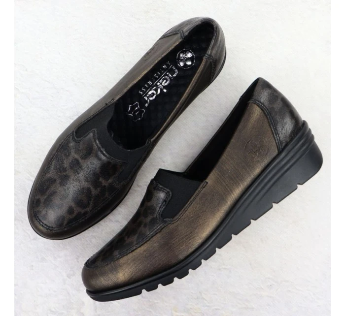 Hnědá kožená dámská obuv na platformě model 21905254 - Rieker