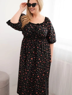 Dámská Plus Size s dekoltem na a elastickým pasem černá model 21959138 - K-Fashion