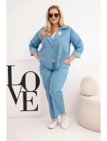 Dámská souprava Plus Size bavlněná s a modrá model 21959184 - K-Fashion