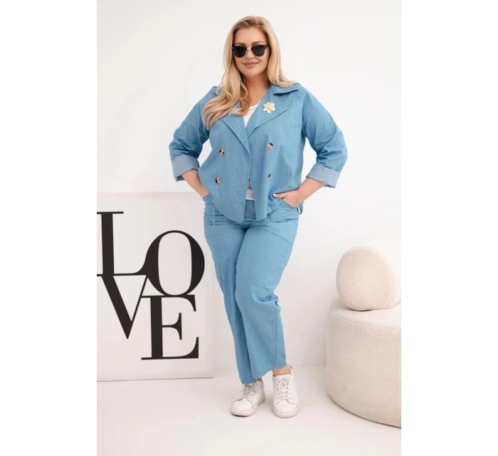 Dámská souprava Plus Size bavlněná s a modrá model 21959184 - K-Fashion
