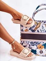 Dámské módní kožené pantofle Béžová Adaline