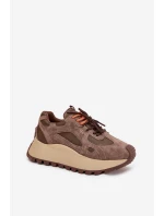 Kožené sneakersy na platformě dámské Big Star model 21705737 HIPOLY SYSTEM béžové - Big Star Shoes Kožené sneakersy na platformě dámské Big Star model 21705737 HIPOLY SYSTEM béžové - Big Star Shoes