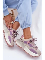 Kožené semišové dámské tenisky model 22095128 fialové - Goe