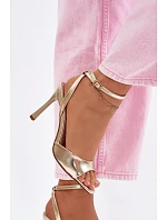 Dámské sandály na podpatku z imitace kůže zlaté Olissey