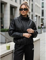 Dámská bunda z ekokůže oversize s vysokým límcem černá FashionStreet TY5651