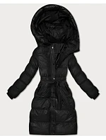 Černá prošívaná zimní bunda s páskem model 21748211 - J.STYLE Černá prošívaná zimní bunda s páskem model 21748211 - J.STYLE