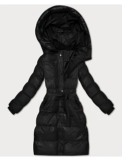 Černá prošívaná zimní bunda s páskem model 21748211 - J.STYLE
