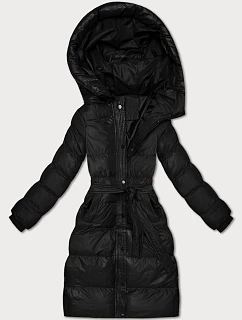 Černá prošívaná zimní bunda s páskem model 21748211 - J.STYLE