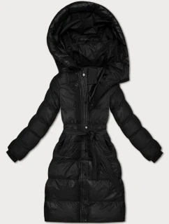 Černá prošívaná zimní bunda s páskem model 21748211 - J.STYLE