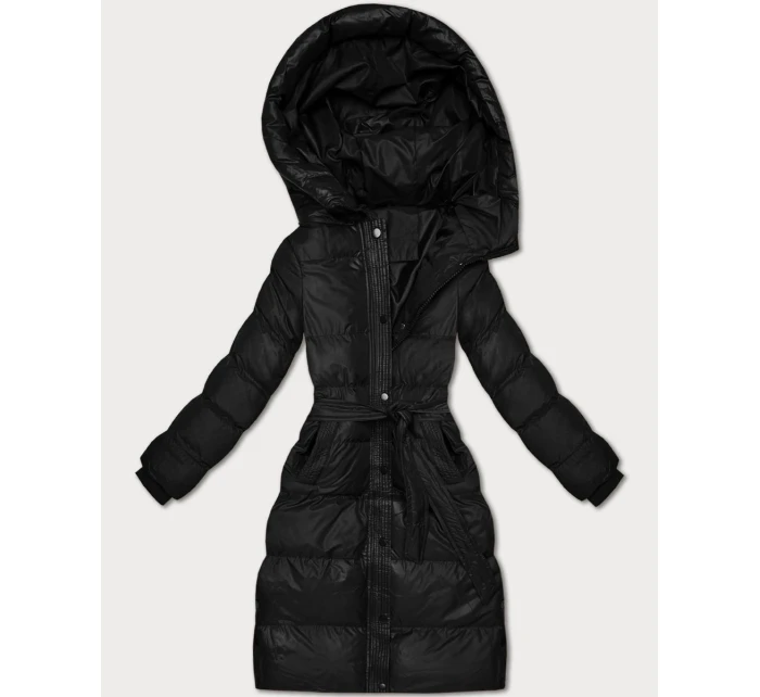 Černá prošívaná zimní bunda s páskem model 21748211 - J.STYLE Černá prošívaná zimní bunda s páskem model 21748211 - J.STYLE